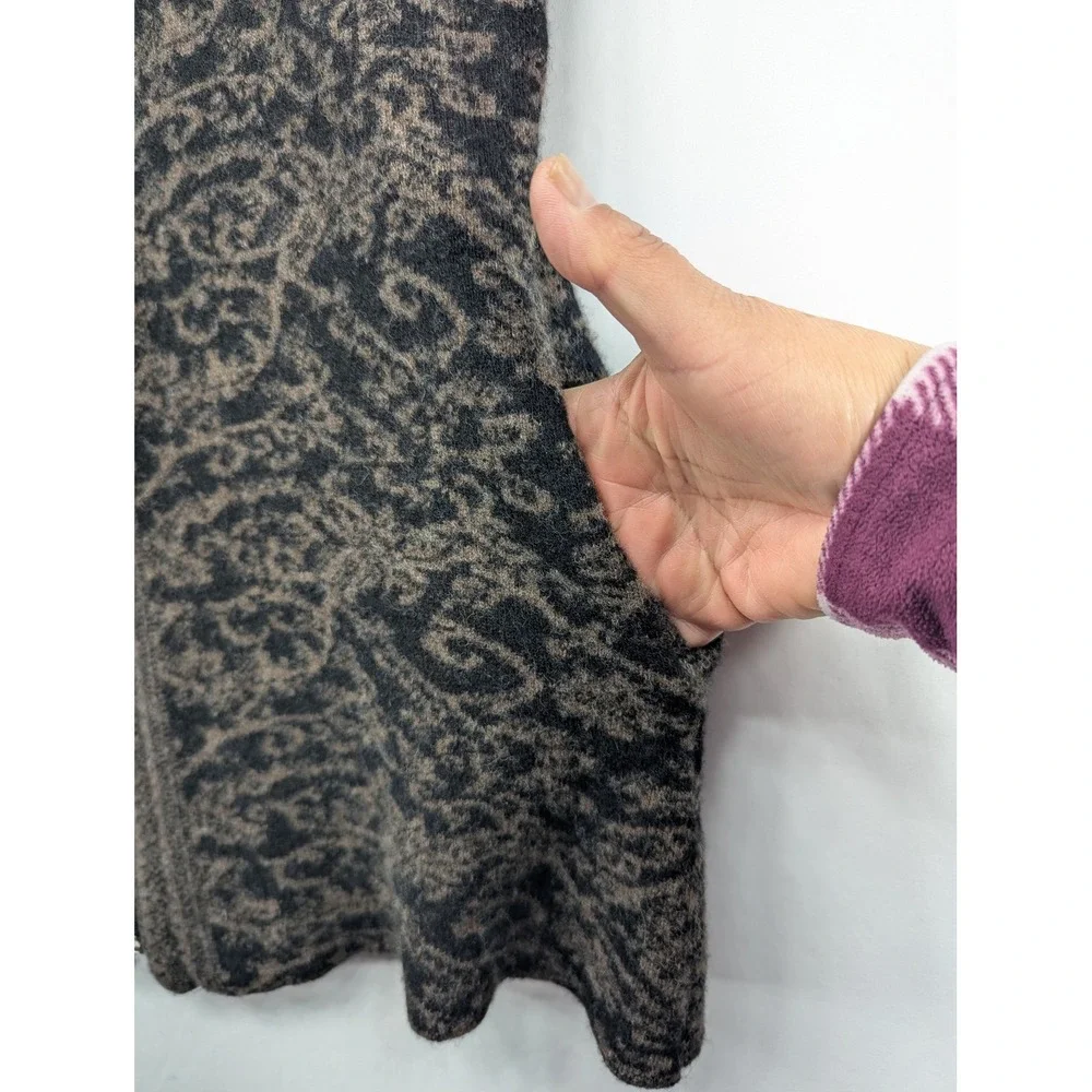 A.IDA Made in‎ Italy Wool Blend Full Zip Damask Sweater Jacket XL Charcoal Taupe
